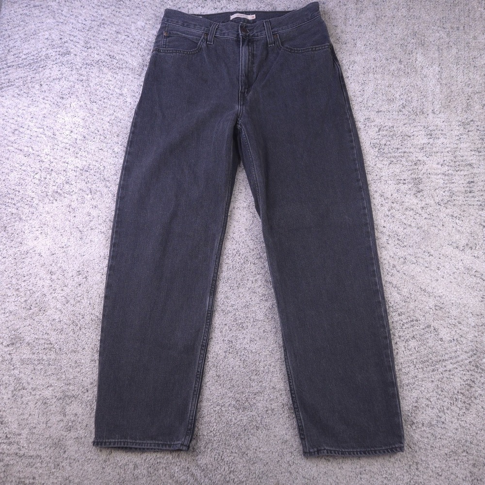 Levis Dad Jeans Women 28x30 Relaxed Premium Big E Tab Faded Black Denim Loose